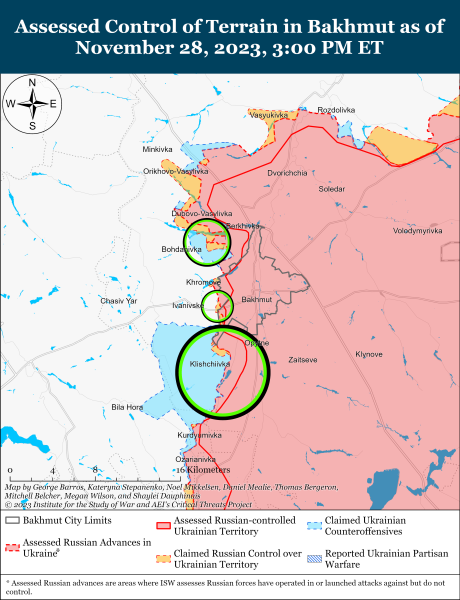 Karte der Militäreinsätze vom 29. November 2023 – Lage an der Front