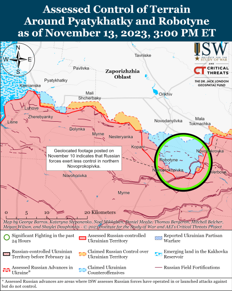 Karte der Militäreinsätze vom 14. November 2023 – Lage am die Front