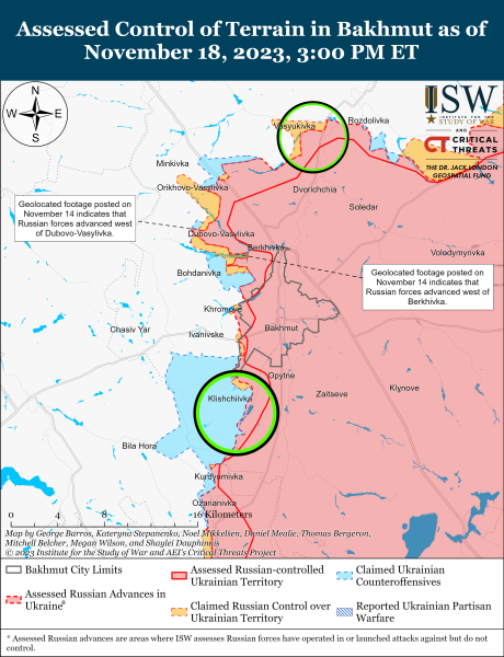 Karte der Militäreinsätze vom 19. November 2023 &ndash ; Situation an der Front