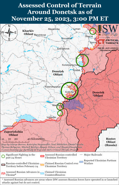 Karte der Militäreinsätze für den 26. November 2023 – Lage an der Front