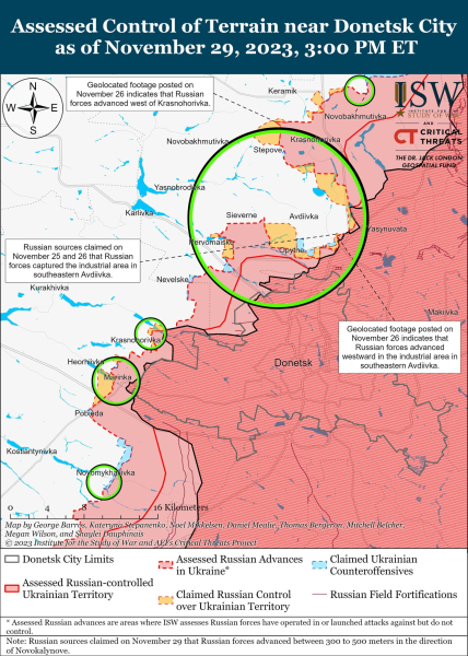 Karte der Militäreinsätze vom 30. November 2023 – Lage an der Front
