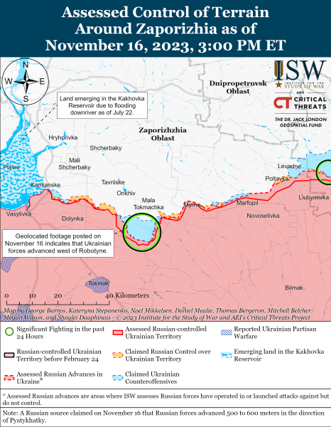 Karte der Militäreinsätze vom 17. November 2023 – Lage an der Front