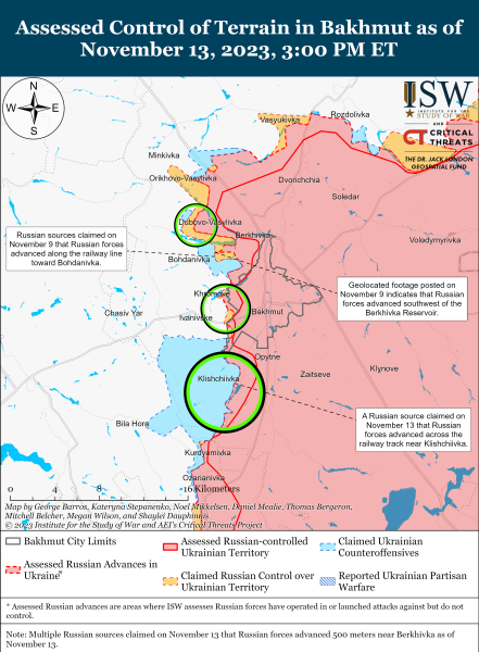 Karte der Militäreinsätze vom 14. November 2023 – Lage an der Front