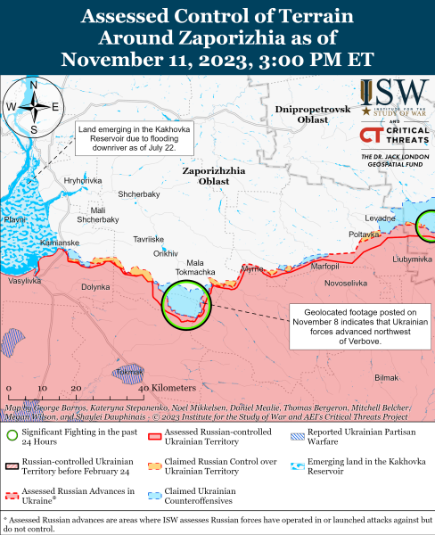 Karte der Militäreinsätze für den 12. November 2023 – Lage an der Front