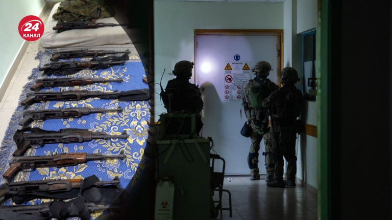 Gewehre, Granaten und Hamas-Kommandozentrale: Die IDF gab Erkenntnisse in einem Krankenhaus in Gaza bekannt“ /></p>
<p>IDF-Soldaten fanden Waffen in einem Krankenhaus in Gaza/Collage von Channel 24 </p>
<p _ngcontent-sc144 class=