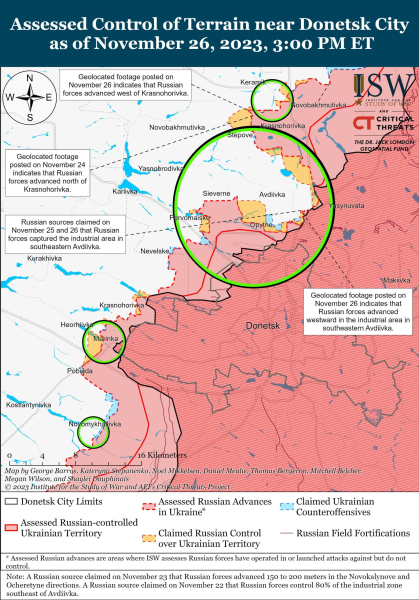 Karte der Militäreinsätze für den 27. November 2023 – Lage an der Front