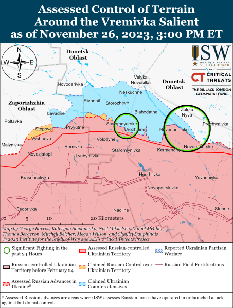 Karte der Militäreinsätze für den 27. November 2023 – Lage an der Front