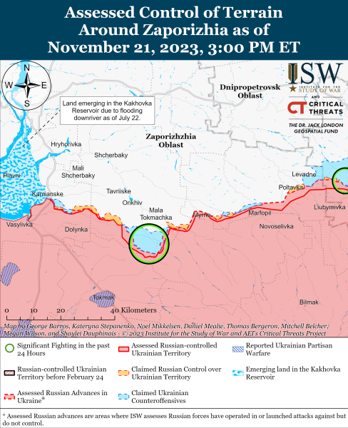 Karte der Militäreinsätze vom 22. November 2023 &mdash ; Situation an der Front