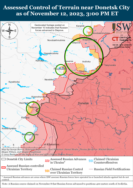 Karte der Militäreinsätze vom 13. November 2023 – Situation an der Front