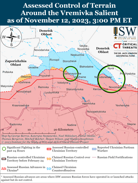 Karte der Militäreinsätze vom 13. November 2023 – Situation an der Front
