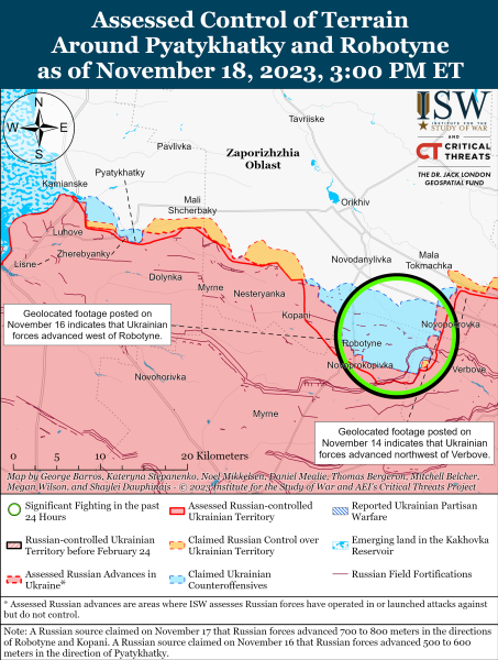 Karte der Militäreinsätze vom 19. November 2023 – Lage an der Front