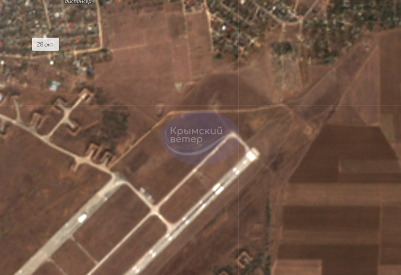 Satellitenbilder zeichneten Spuren eines Feuers auf auf dem Flugplatz Saki auf der Krim“ /></p>
<p>Krimwind </p>
<p><img decoding=