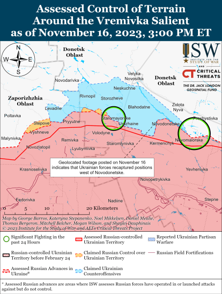 Karte der Militäreinsätze für den 17. November 2023 &ndash ; Situation an der Front