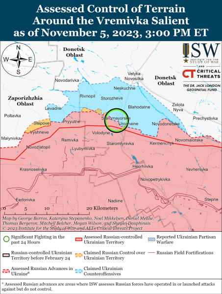 Karte der Militäreinsätze vom 6. November 2023 &mdash ; Situation an der Front