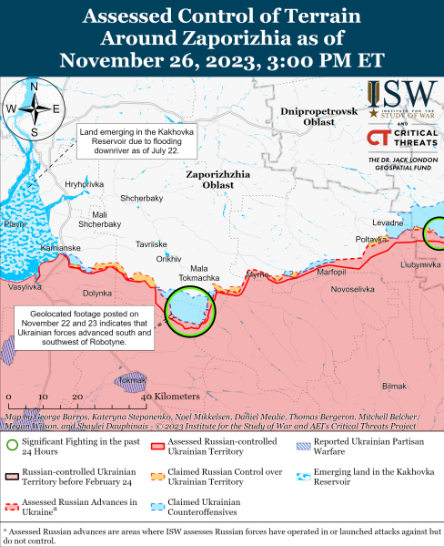 Karte der Militäreinsätze vom 27. November 2023 &ndash ; Situation an der Front