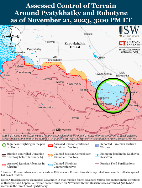 Karte der Militäreinsätze für den 22. November 2023 – Lage an der Front