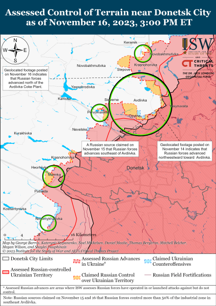 Karte der Militäreinsätze vom 17. November 2023 &ndash ; Lage an der Front