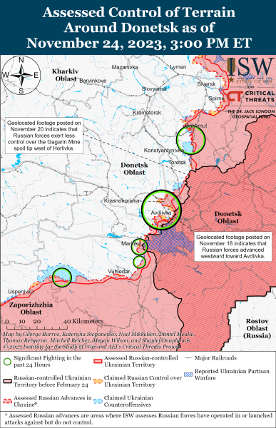 Karte der Kampfhandlungen vom 25. November 2023 – Situation an der Front