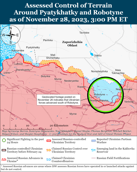 Karte der Militäreinsätze vom 29. November 2023 – Lage am Vorderseite