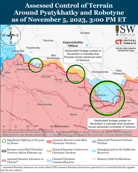 Karte der Militäreinsätze vom 6. November 2023 – Lage an der Front