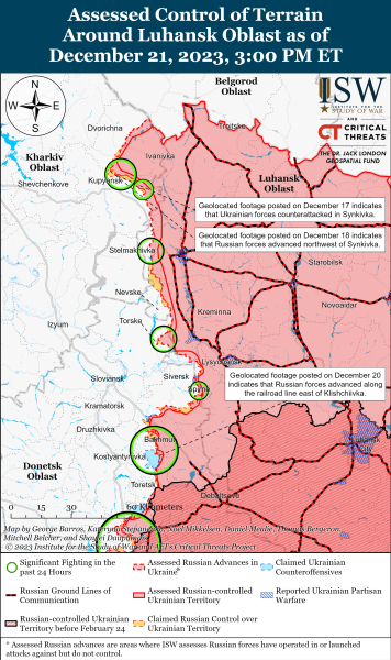Karte der Militäreinsätze vom 22. Dezember 2023 &ndash ; Lage an der Front