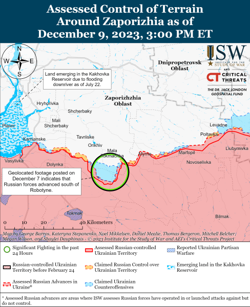 Karte der Militäreinsätze vom 10. Dezember 2023 &ndash ; Lage an der Front