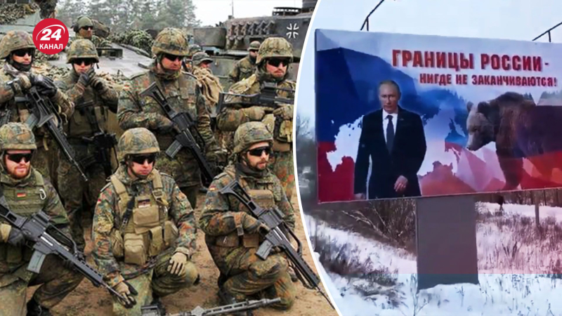 Putin hängt Plakate mit der Aufschrift „Russische Grenzen“ auf Estland: Warum der Kreml die NATO provoziert“ /></p>
<p>Putin begann, die Bedrohungskarte der NATO auszuspielen/Collage 24 Channel</p>
<p _ngcontent-sc164 class=