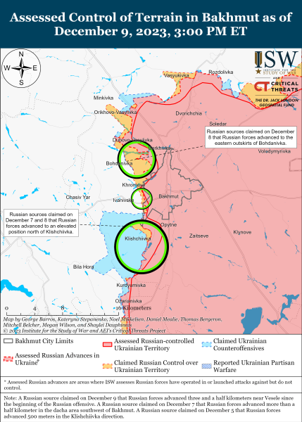 Karte der Militäreinsätze vom 10. Dezember 2023 &ndash ; Situation an der Front