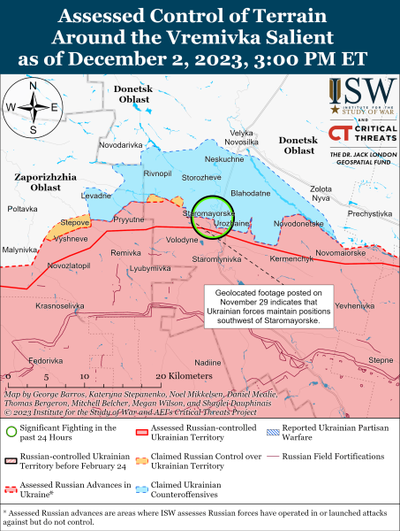 Karte der Militäreinsätze vom 3. Dezember 2023 – Situation an der Front