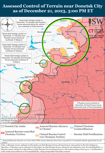 Karte der Militäreinsätze vom 22. Dezember 2023 – Lage an der Front