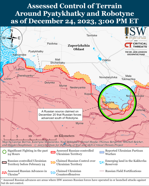 Karte der Militäreinsätze vom 25. Dezember 2023 – Lage an der Front