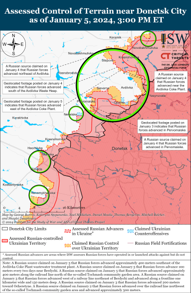 Karte der Militäreinsätze für den 6. Januar 2024 – Lage an der Front