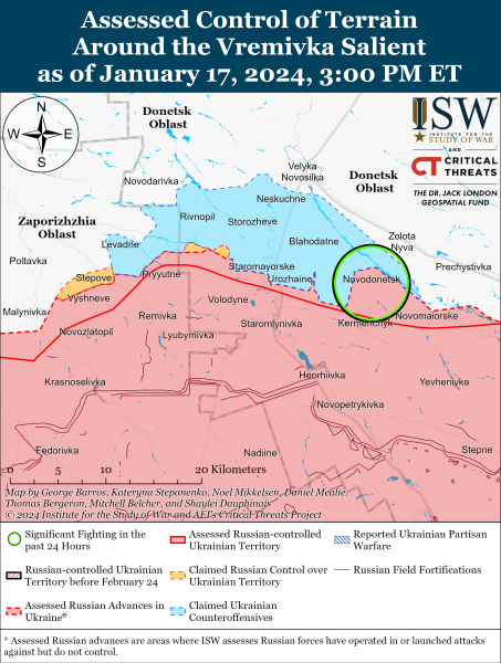 Karte der Militäreinsätze am 18. Januar 2024 - die Situation an der Front