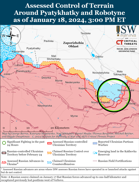 Karte der Militäreinsätze vom 19. Januar 2024 – Lage an der Front