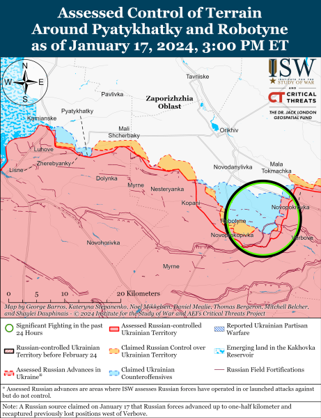 Karte der Militäreinsätze vom 18. Januar 2024 - Lage an der Front