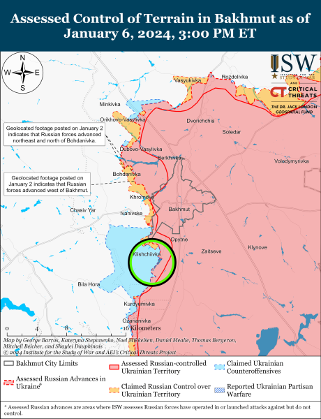 Karte der Militäreinsätze am 7. Januar 2024 - die Lage an der Front“ /></p>
<p>Foto: ISW</p>
<p><img decoding=