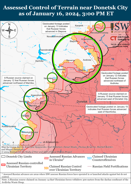 Karte der Militäreinsätze für den 17. Januar 2024 - die Situation an der Front