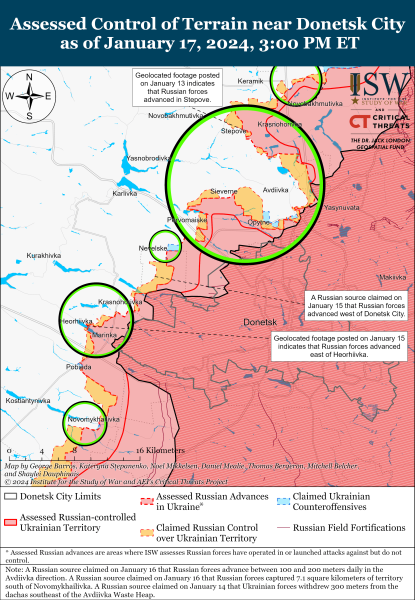 Karte der Militäreinsätze vom 18. Januar 2024 - Lage an der Front