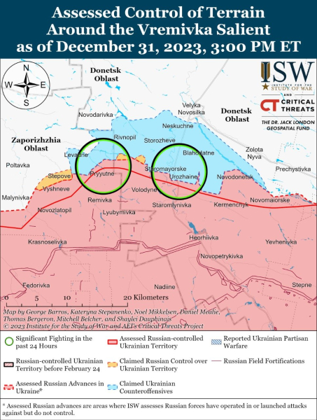 Karte der Militäreinsätze für den 2. Januar 2024 – Lage an der Front