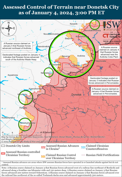 Karte der Militäreinsätze am 5. Januar 2024 – Lage an der Front