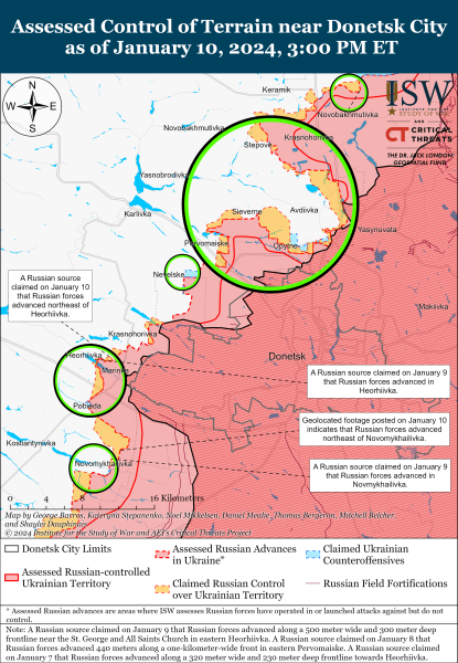 Karte der Militäreinsätze vom 11. Januar 2024 – Lage an der Front