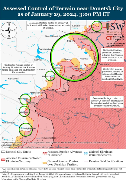 Karte der Militäreinsätze vom 30. Januar 2024 – Lage an der Front