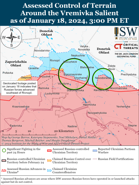 Karte der Militäreinsätze am 19. Januar 2024 - die Situation an der Front