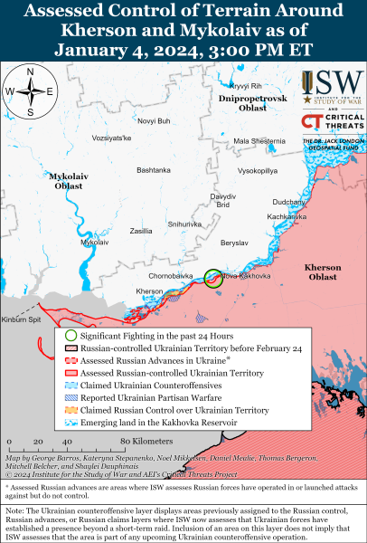 Karte der Militäreinsätze am 5. Januar 2024 &ndash ; Situation an der Front