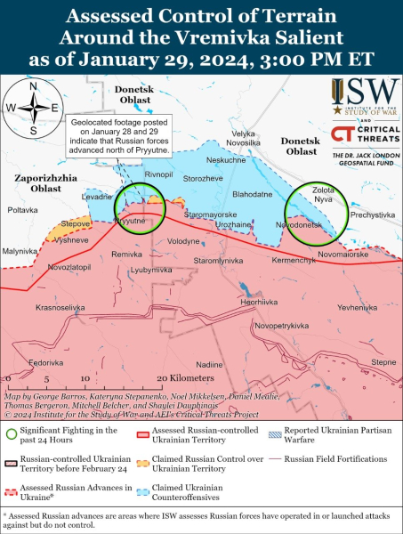 Karte der Militäreinsätze vom 30. Januar 2024 – Lage an der Front