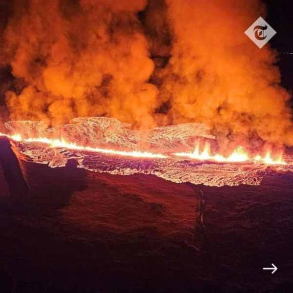 In Island begann ein Vulkanausbruch – Bewohner einer der Städte wurden evakuiert (Foto , Video)“/</p>
<p>Lavafontänen fließen jetzt in Richtung Grindavik. Nach Berechnungen der Hubschrauberbesatzung der Küstenwache liegt der Eruptionsumfang etwa 450 Meter von den nördlichsten Häusern der Stadt entfernt.</p>
<blockquote class=