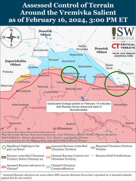 Karte der Militäreinsätze für den 17. Februar 2024 - die Situation an der Front