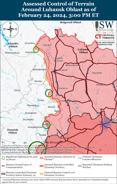 Karte der Militäreinsätze vom 25. Februar 2024 – Lage an der Front 