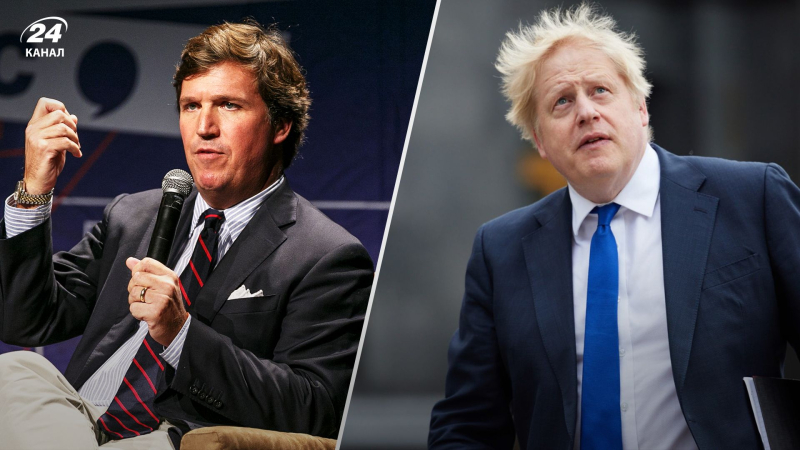 Tucker Carlson wollte Johnson interviewen: Ex - Der britische Premierminister stimmte zu, aber es gab eine NuanceBoris Johnson stimmte einem Interview mit Carlson zu, allerdings mit einer Nuance/Channel 24 Collage (Foto von Getty Images und aus offenen Quellen)

<p _ngcontent-sc140 class=