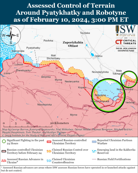 Karte der Militäreinsätze vom 11. Februar 2024 – Lage am der Vorderseite